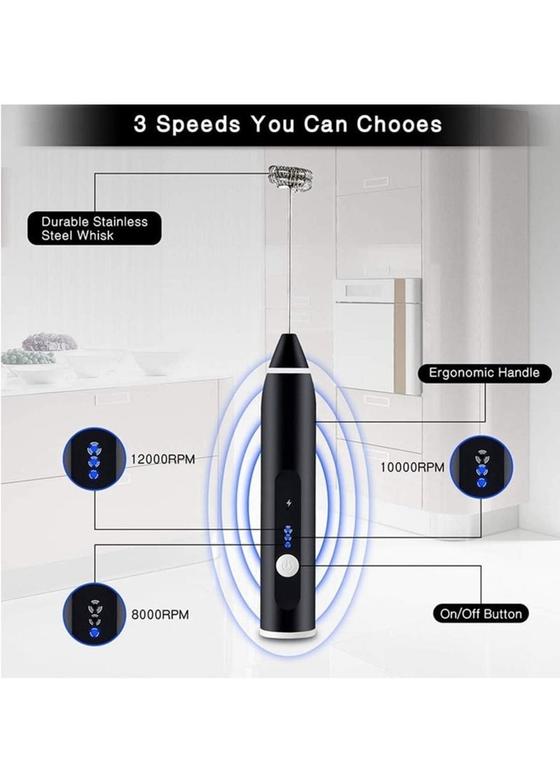 Original - Milk frother rechargeable handheld 3-speed adjustable for latte coffee cappuccino with extra egg mixer - Image 5